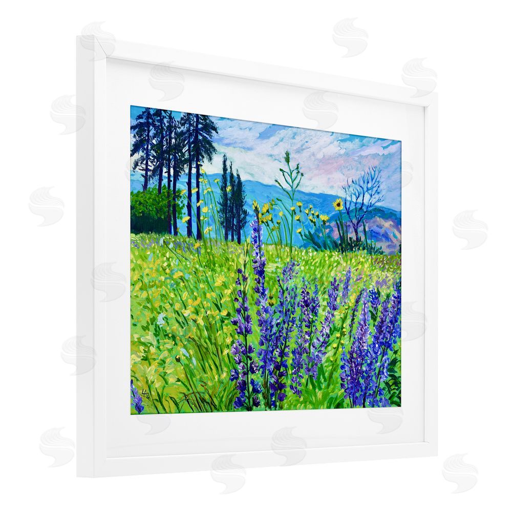 Lee Ann Zirbes Vibrant Elevation Blooms White Framed Print Under Glass with Mat Wall Art