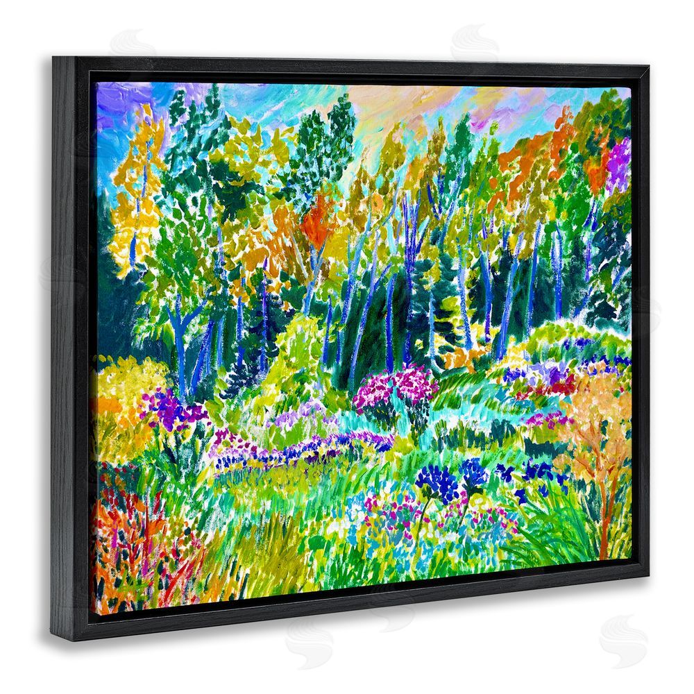 Lee Ann Zirbes Abstract Rainbow Forest Black Floating Frame Canvas Wall Art Print