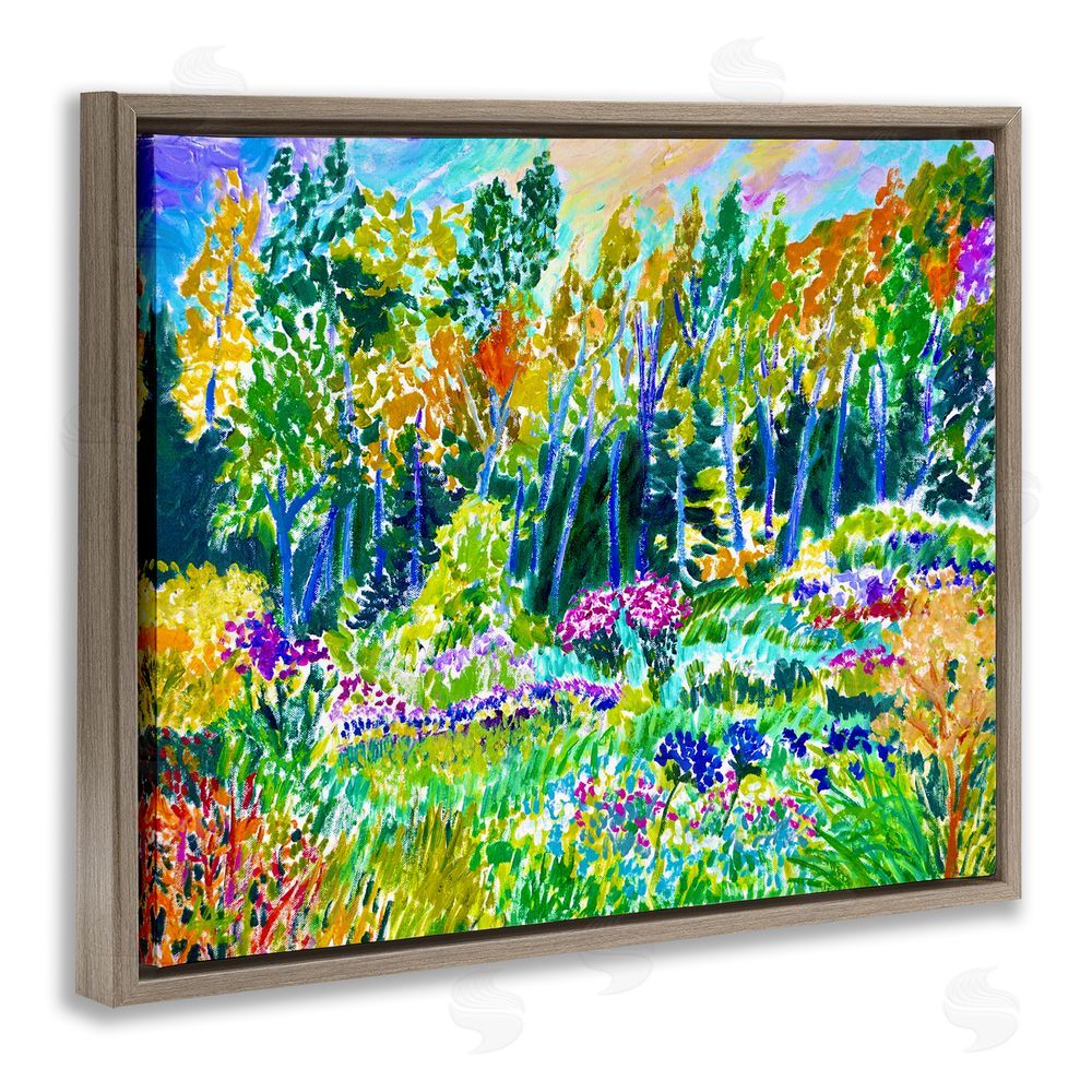 Lee Ann Zirbes Abstract Rainbow Forest Brown Floating Frame Canvas Wall Art Print