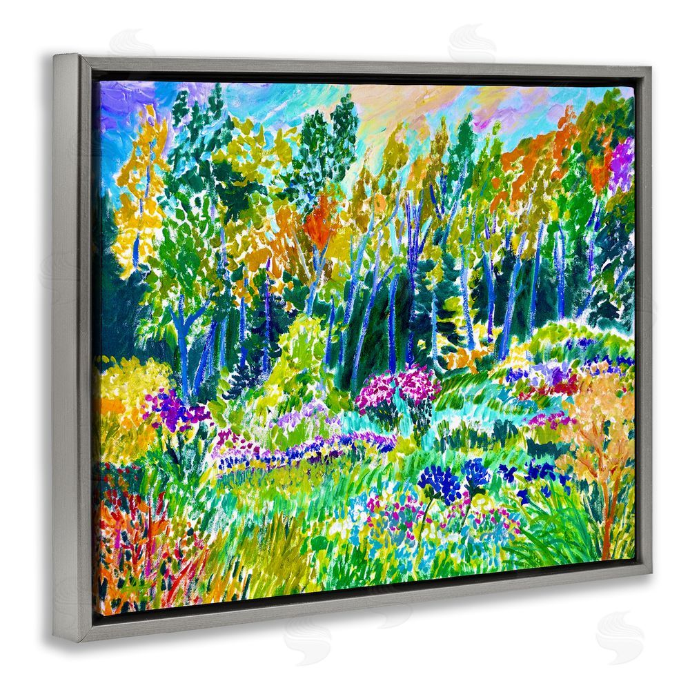 Lee Ann Zirbes Abstract Rainbow Forest Gray Floating Frame Canvas Wall Art Print