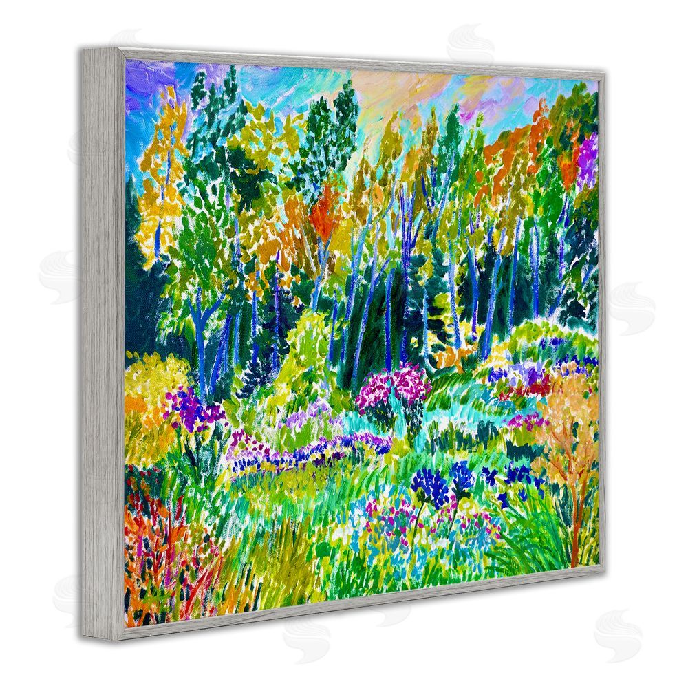 Lee Ann Zirbes Abstract Rainbow Forest Gray Framed Giclee Wall Art Print