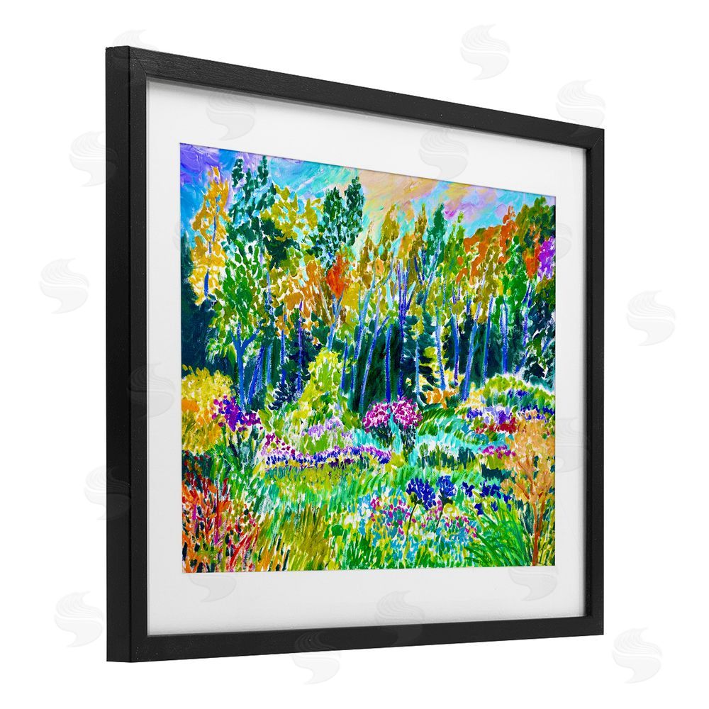 Lee Ann Zirbes Abstract Rainbow Forest Black Framed Print Under Glass with White Mat Wall Art