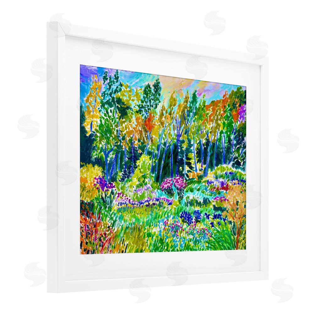 Lee Ann Zirbes Abstract Rainbow Forest White Framed Print Under Glass with Mat Wall Art