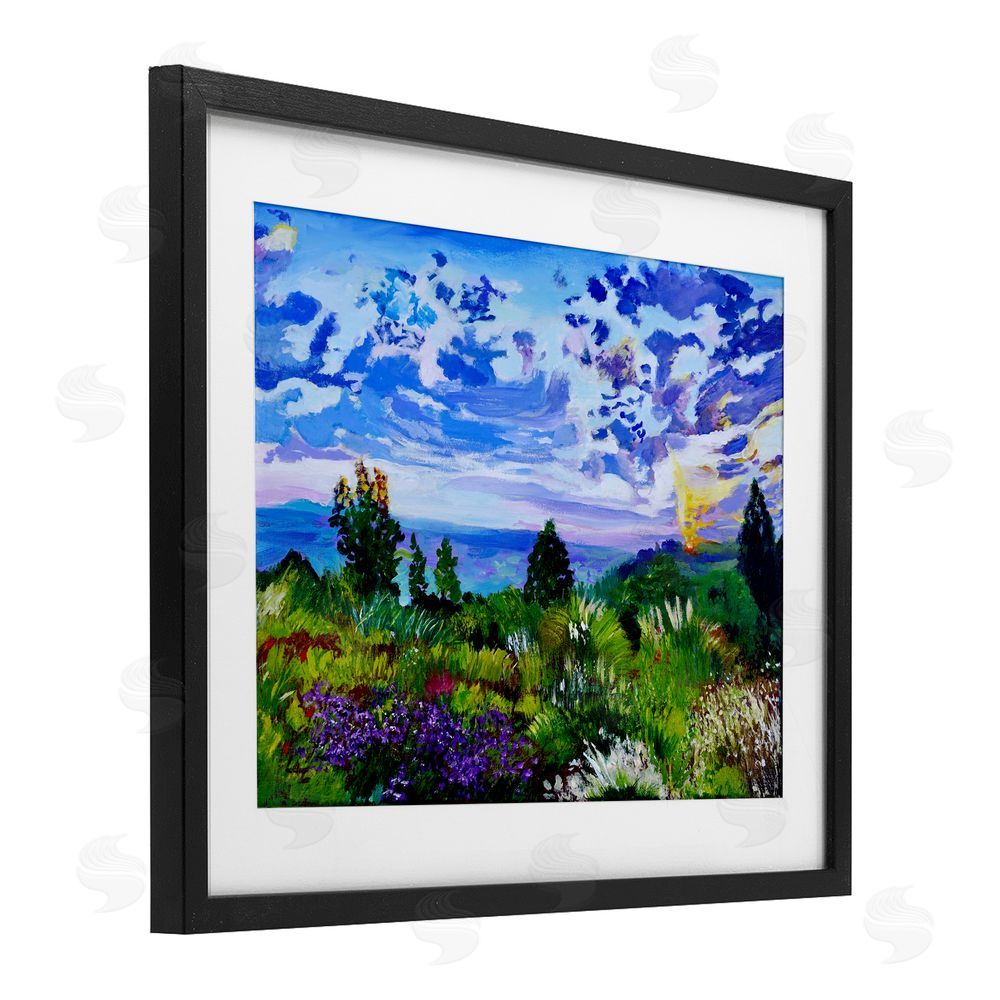 Lee Ann Zirbes Distinctive Nature Landscape Black Framed Print Under Glass with White Mat Wall Art