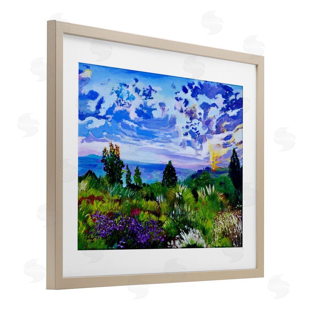 Lee Ann Zirbes Distinctive Nature Landscape Birch Framed Print Under Glass with White Mat Wall Art