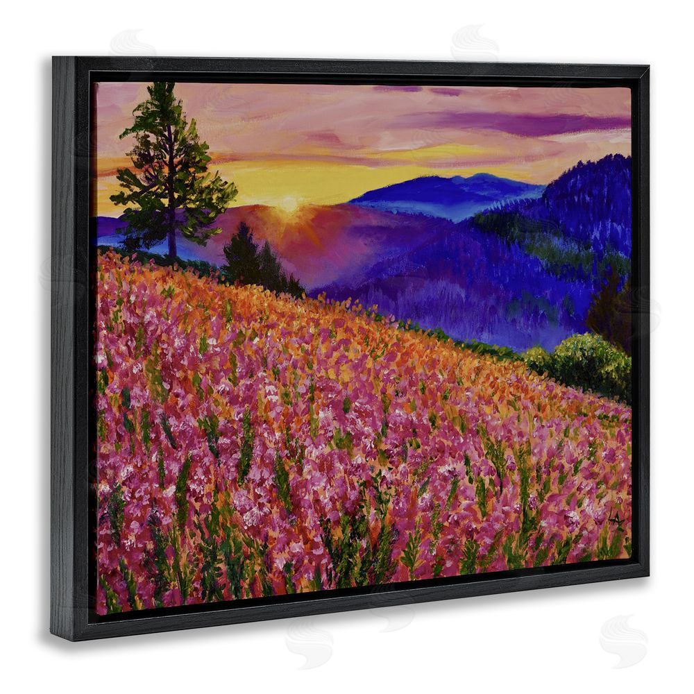 Lee Ann Zirbes Golden Moment Hillside View Black Floating Frame Canvas Wall Art Print