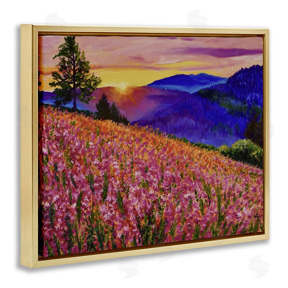 Lee Ann Zirbes Golden Moment Hillside View Gold Floating Frame Canvas Wall Art Print