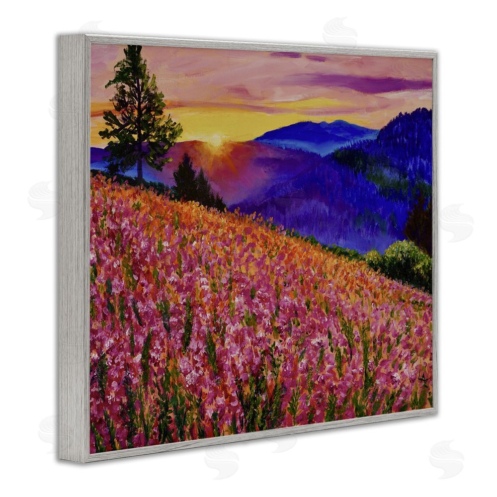 Lee Ann Zirbes Golden Moment Hillside View Gray Framed Giclee Wall Art Print