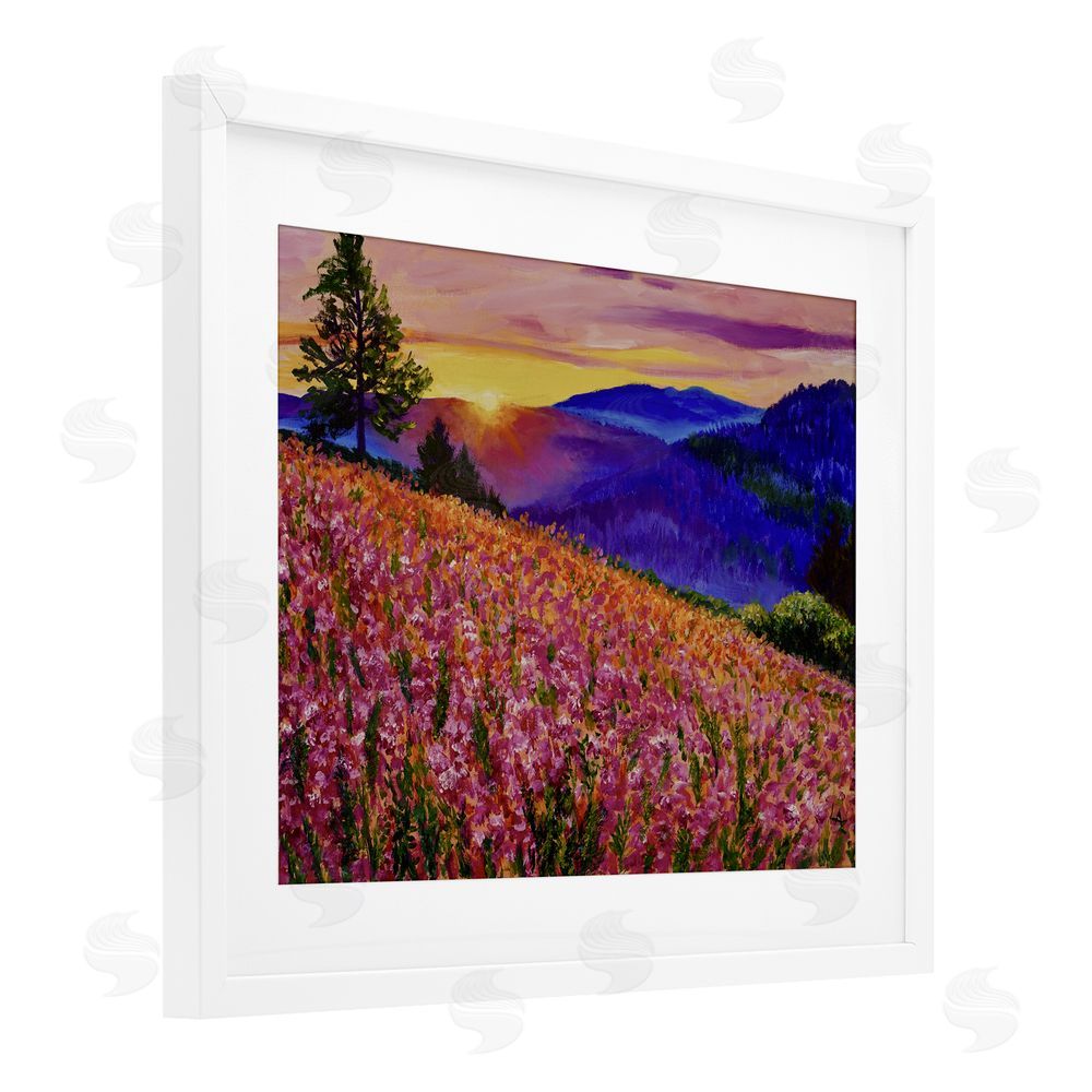 Lee Ann Zirbes Golden Moment Hillside View White Framed Print Under Glass with Mat Wall Art