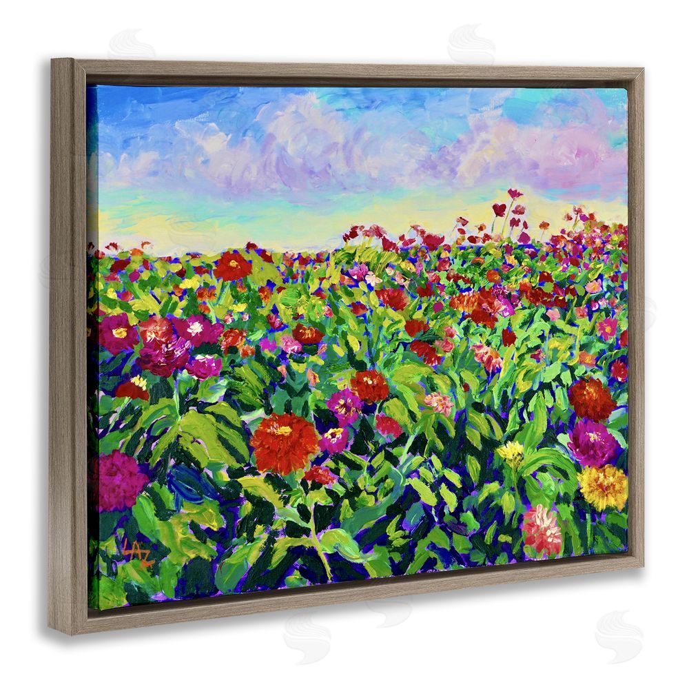 Lee Ann Zirbes Hot Summer Blooms Brown Floating Frame Canvas Wall Art Print