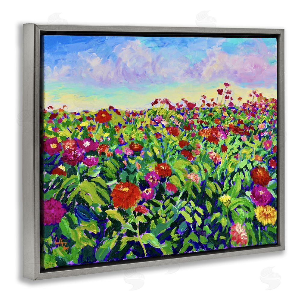 Lee Ann Zirbes Hot Summer Blooms Gray Floating Frame Canvas Wall Art Print