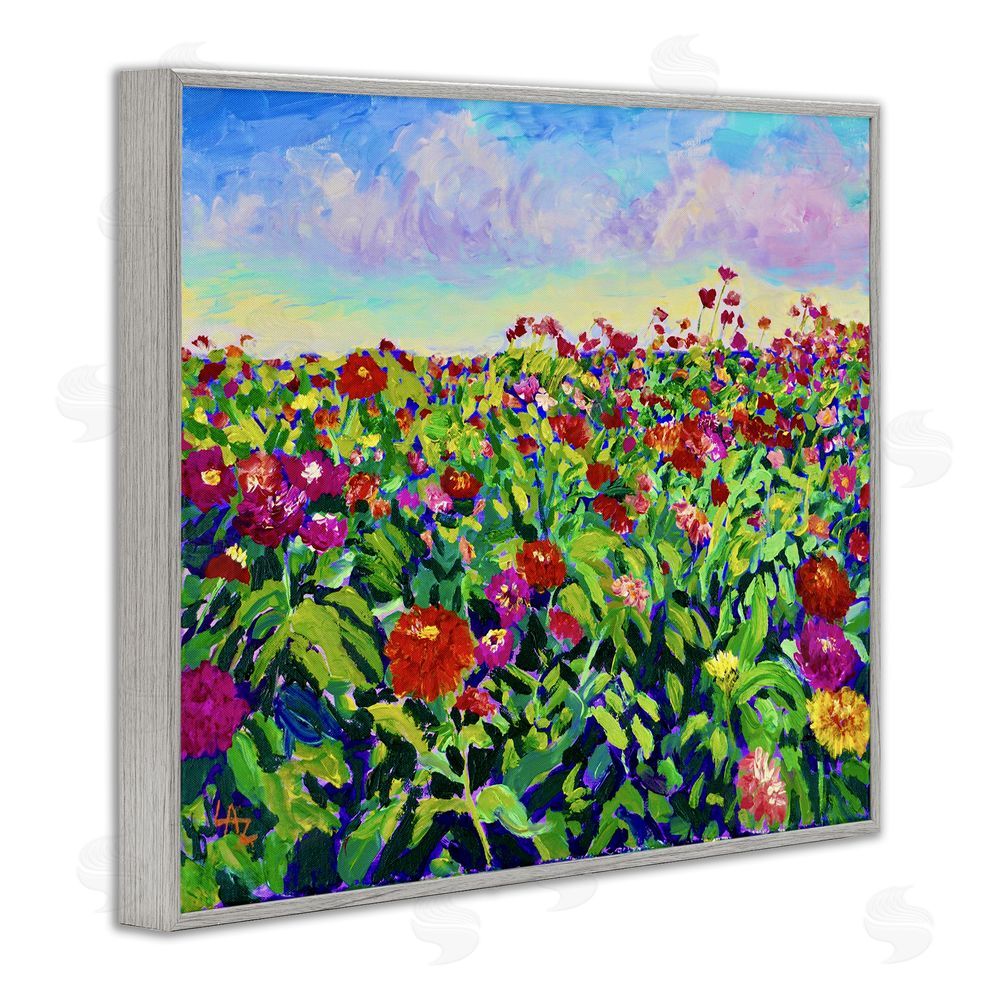 Lee Ann Zirbes Hot Summer Blooms Gray Framed Giclee Wall Art Print