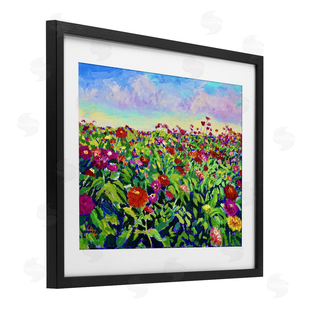Lee Ann Zirbes Hot Summer Blooms Black Framed Print Under Glass with White Mat Wall Art