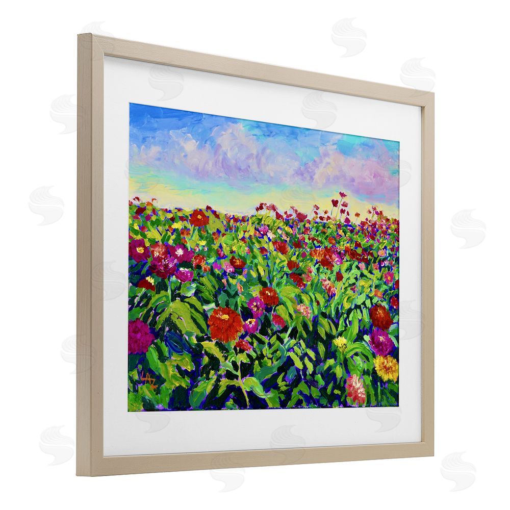 Lee Ann Zirbes Hot Summer Blooms Birch Framed Print Under Glass with White Mat Wall Art