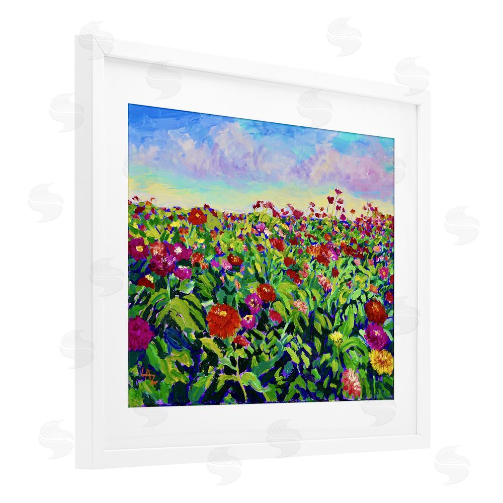 Lee Ann Zirbes Hot Summer Blooms White Framed Print Under Glass with Mat Wall Art