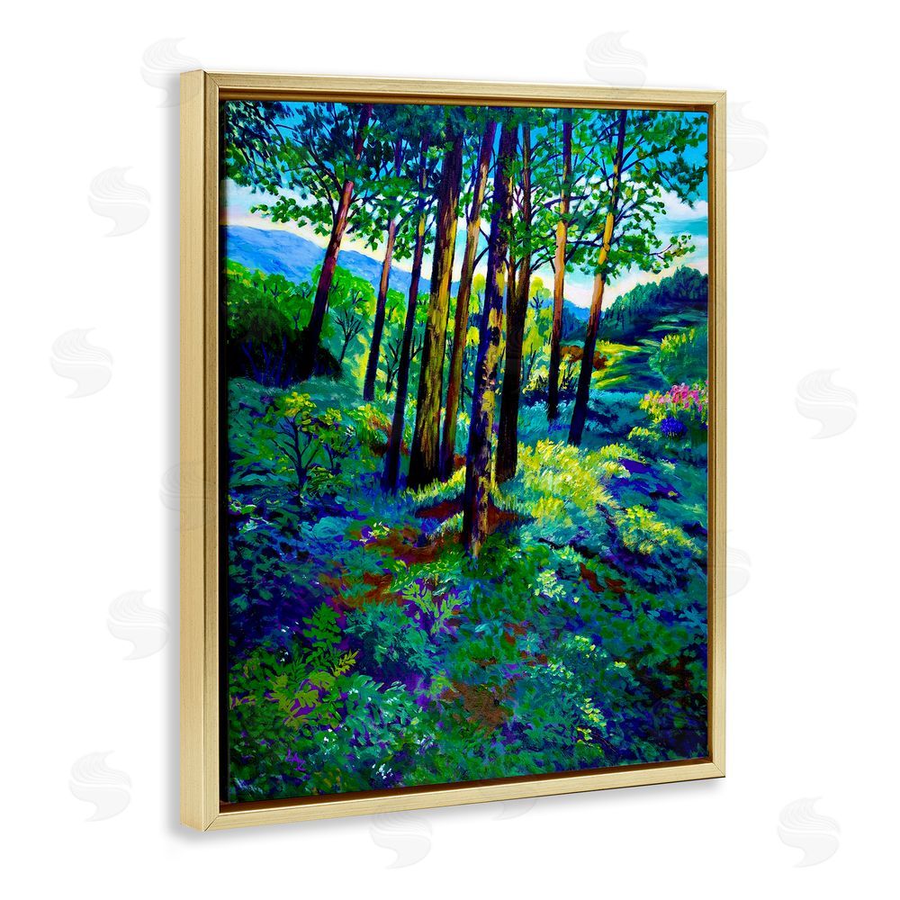 Lee Ann Zirbes Blue Ridge Mountain Breezes Gold Floating Frame Canvas Wall Art Print