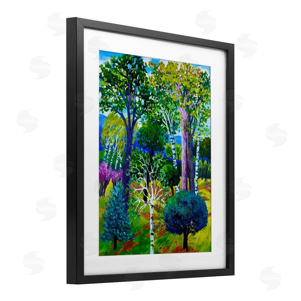 Lee Ann Zirbes Forest Medley Trees Black Framed Print Under Glass with White Mat Wall Art