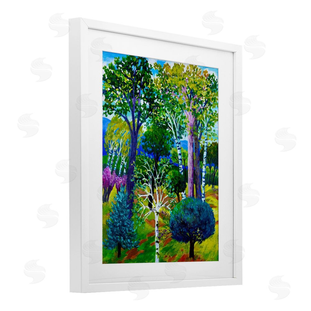 Lee Ann Zirbes Forest Medley Trees White Framed Print Under Glass with Mat Wall Art
