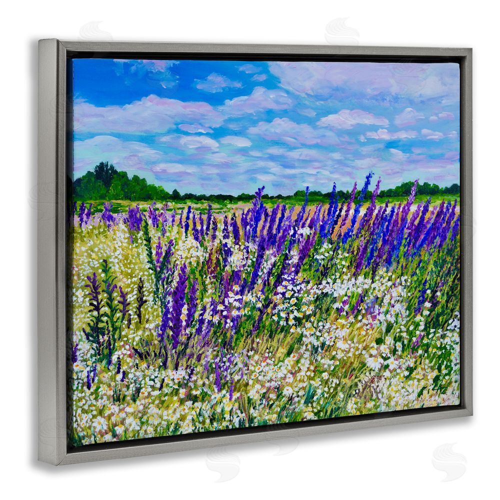 Lee Ann Zirbes Summer's Bounty Meadow Gray Floating Frame Canvas Wall Art Print