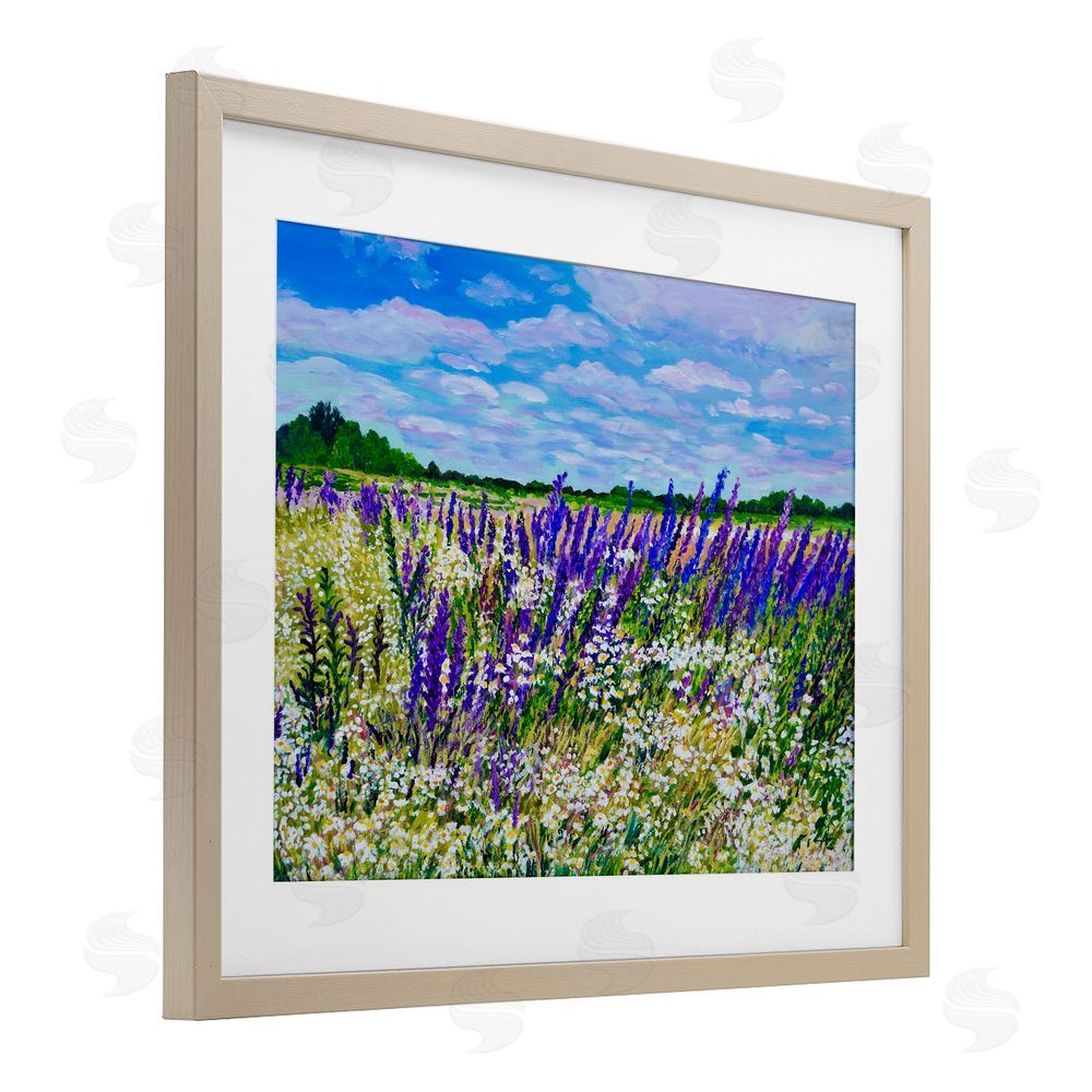 Lee Ann Zirbes Summer's Bounty Meadow Birch Framed Print Under Glass with White Mat Wall Art