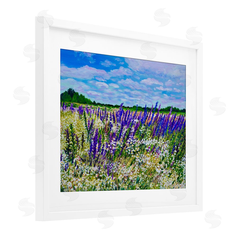 Lee Ann Zirbes Summer's Bounty Meadow White Framed Print Under Glass with Mat Wall Art