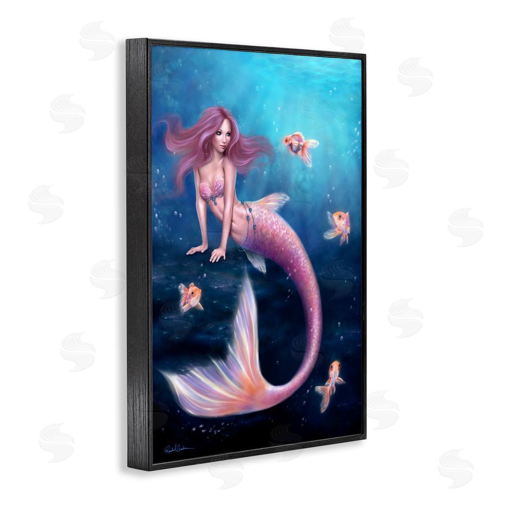 Rachel Anderson Aurelia Mermaid & Fish Black Framed Giclee Print Wall Art