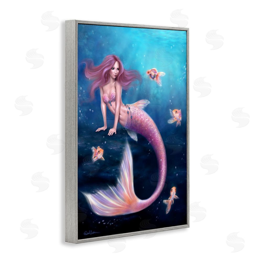 Rachel Anderson Aurelia Mermaid & Fish Gray Framed Giclee Print Wall Art