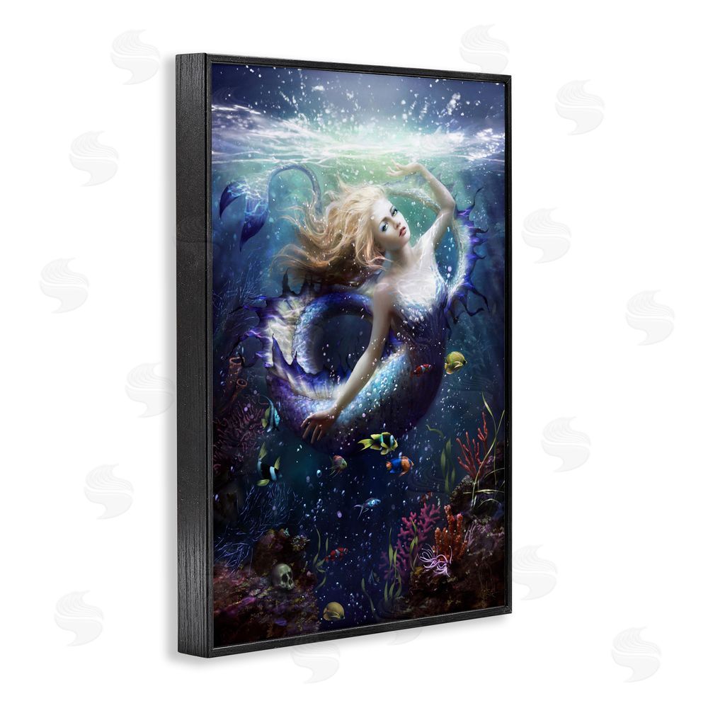 Melanie Delon Deep Sea Mermaid Black Framed Giclee Wall Art Print