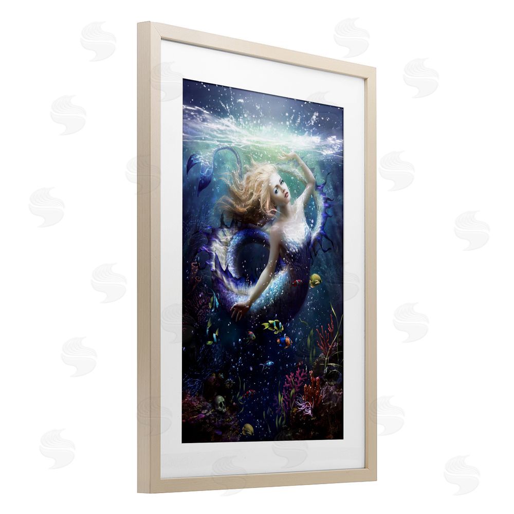 Melanie Delon Deep Sea Mermaid Brown Framed Print Under Glass Wall Art