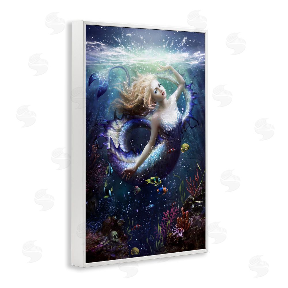 Melanie Delon Deep Sea Mermaid White Framed Giclee Wall Art Print