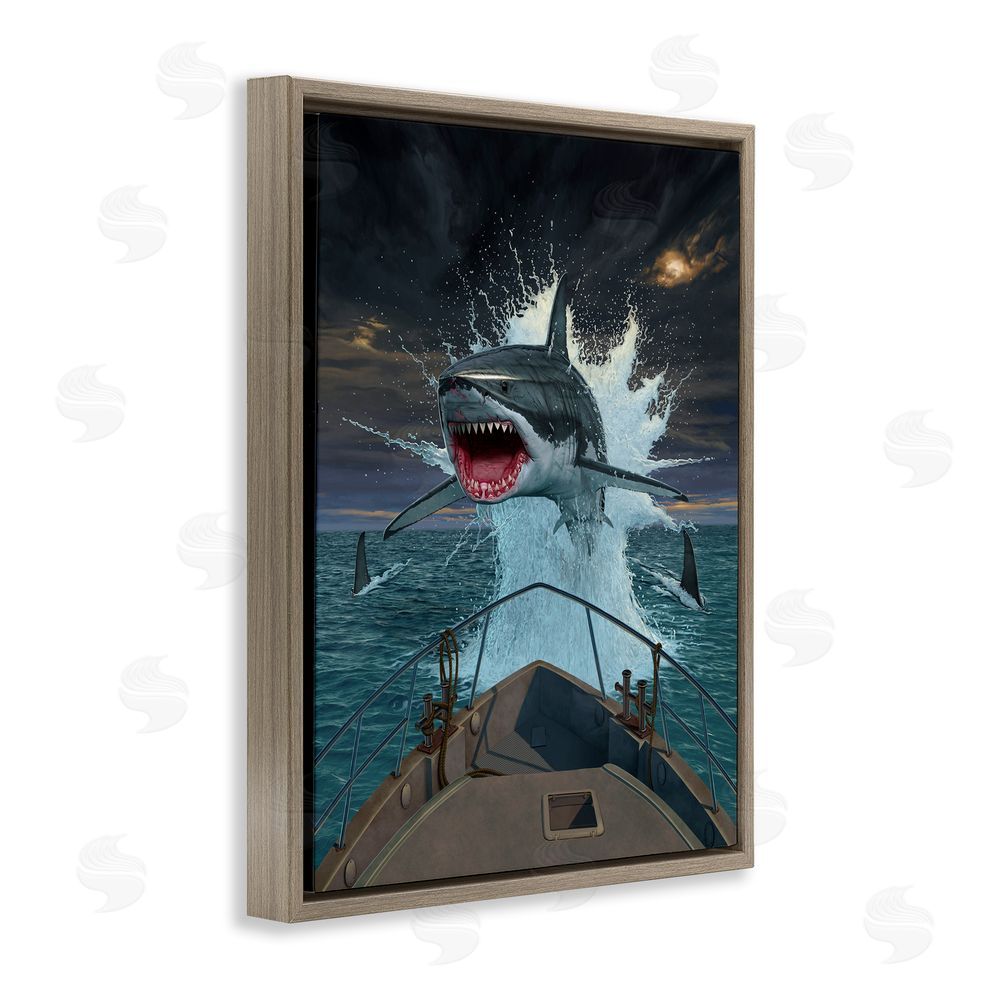 Vincent Hie Fish Out Of Water Brown Floating Frame Canvas Wall Art Print