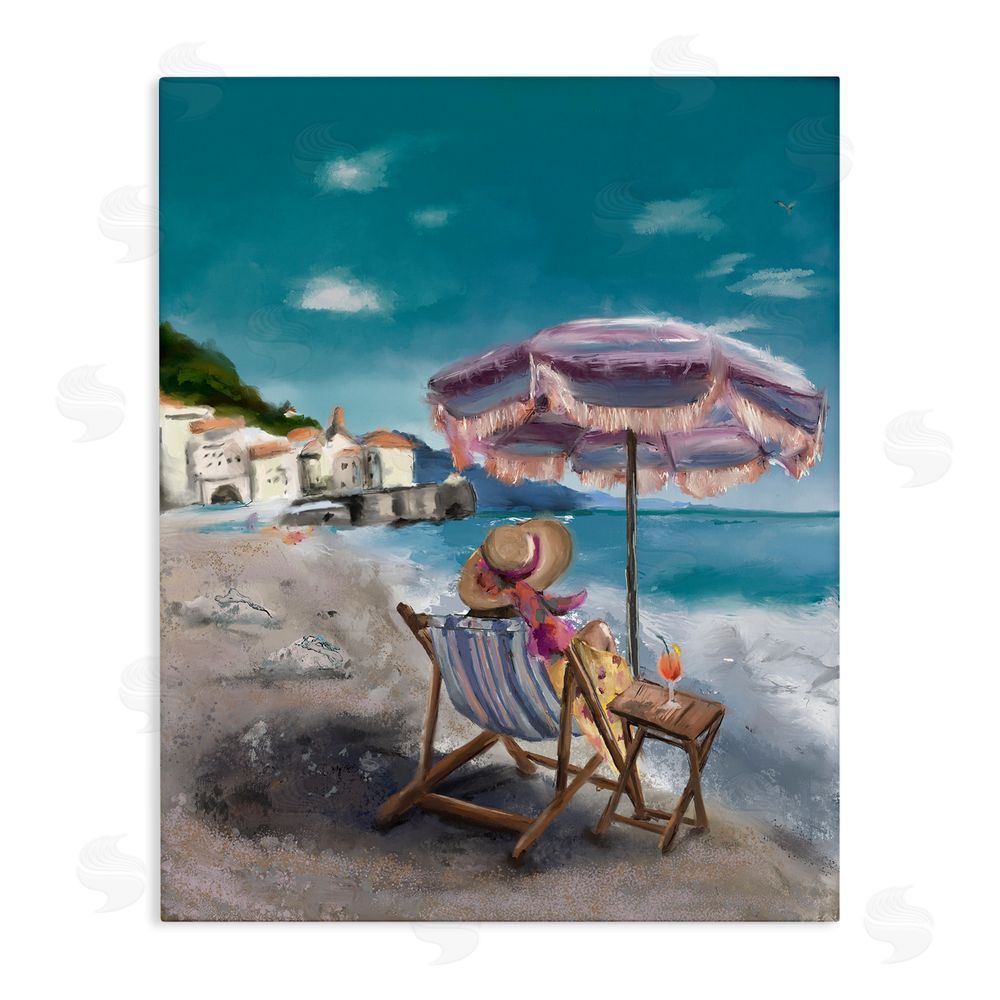 Denise Bartkus Beachside Italian Hangout Stretched Canvas Wall Art Print