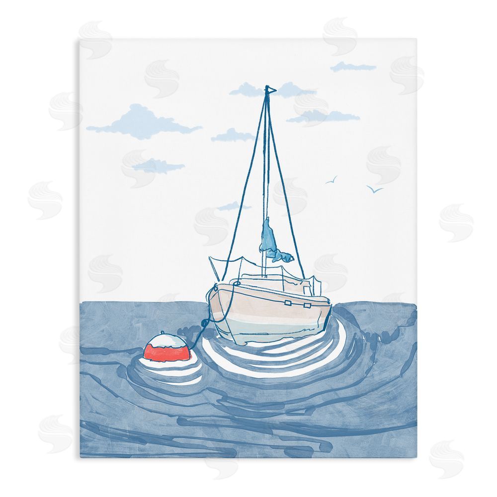 Melissa Tilley Cool Tone Sailboat Floating Stretched Canvas Wall Art Print