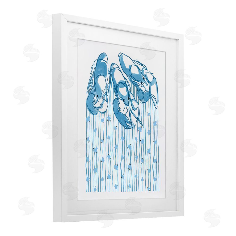 Melissa Tilley Lobster Trio with Strings White Framed Print Under Glass Wall Art