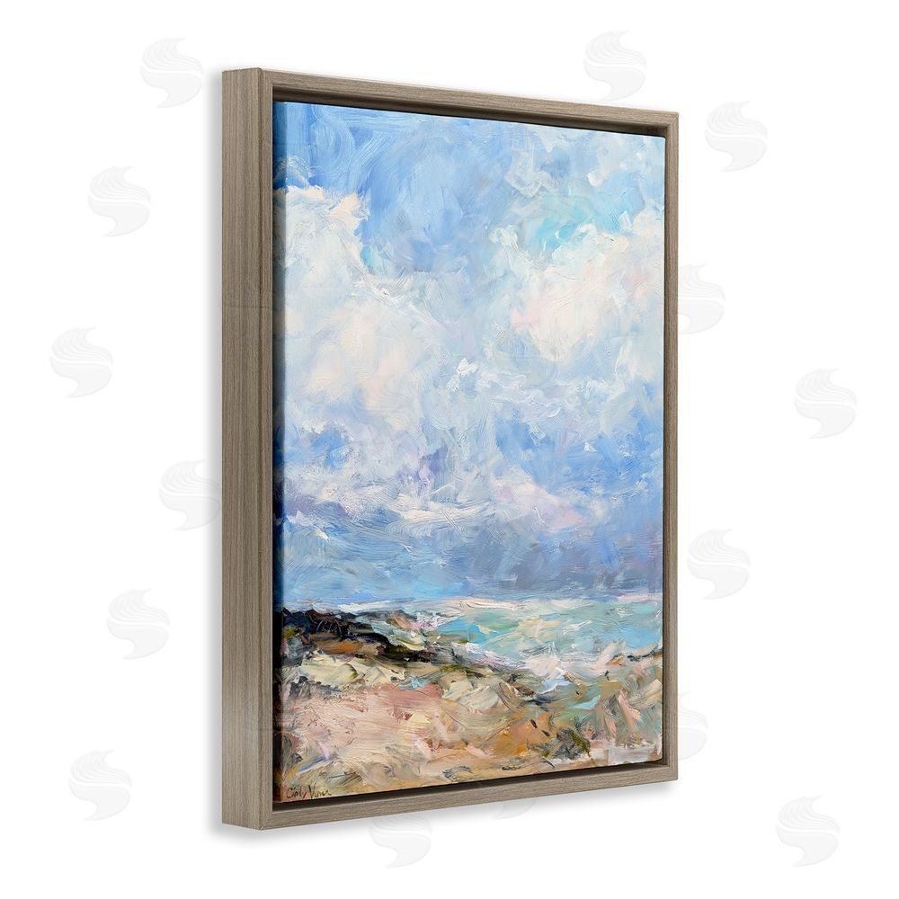 Cindy Vener Coastal Landscape Impression Brown Floating Frame Canvas Wall Art Print