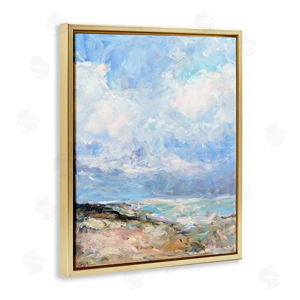 Cindy Vener Coastal Landscape Impression Gold Floating Frame Canvas Wall Art Print