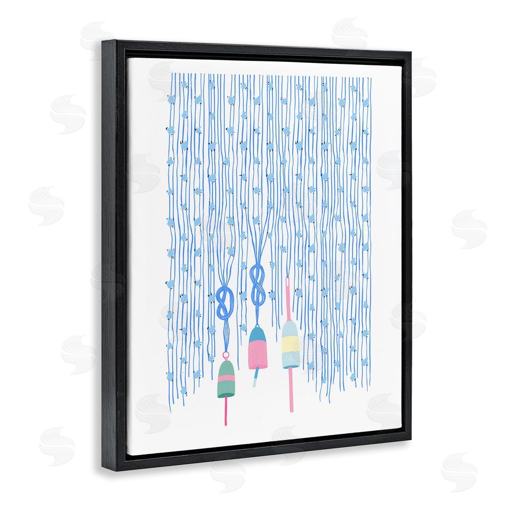 Melissa Tilley Hanging Buoys on Ropes Black Floating Frame Canvas Wall Art Print