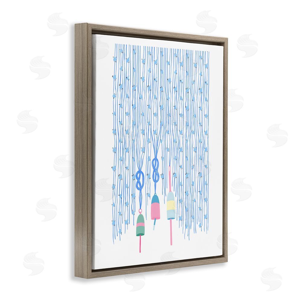 Melissa Tilley Hanging Buoys on Ropes Brown Floating Frame Canvas Wall Art Print