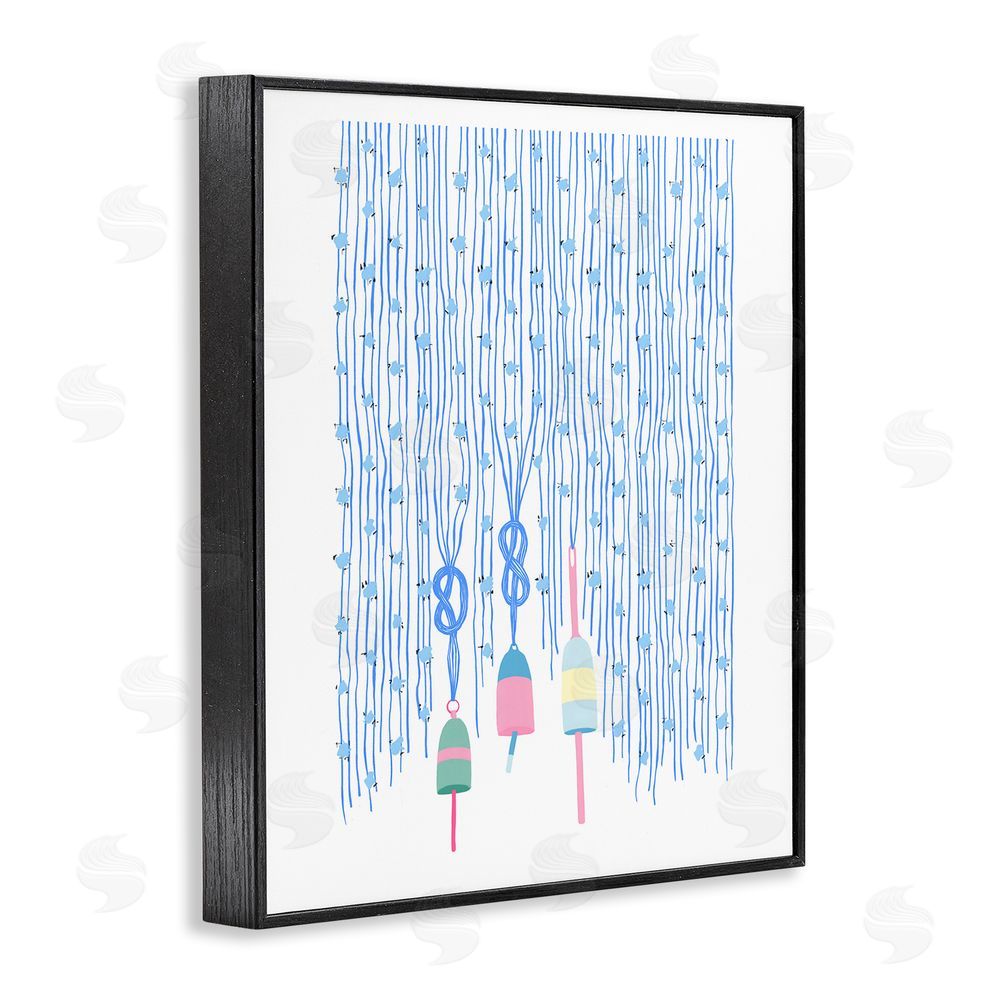Melissa Tilley Hanging Buoys on Ropes Black Framed Giclee Wall Art Print