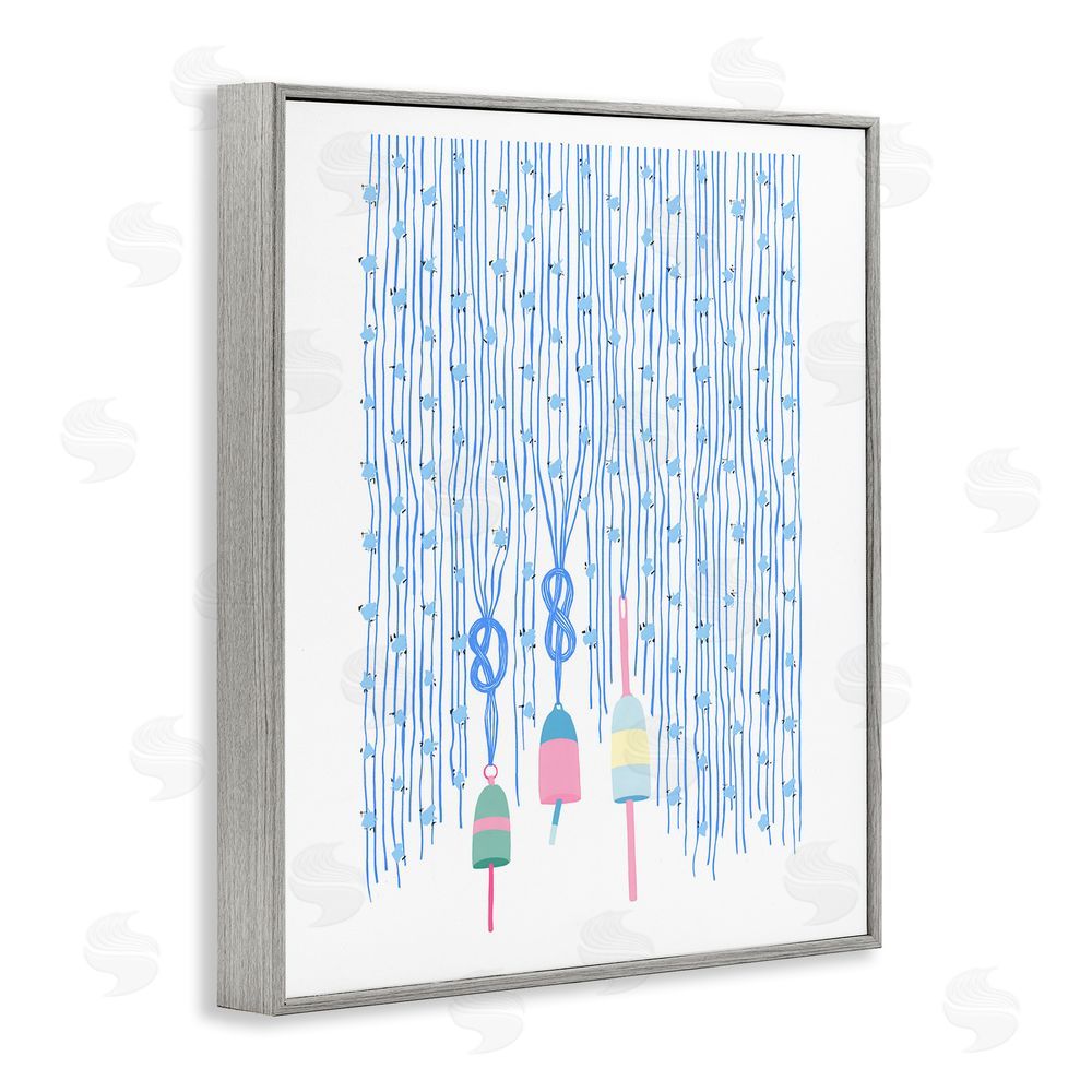 Melissa Tilley Hanging Buoys on Ropes Gray Framed Giclee Wall Art Print