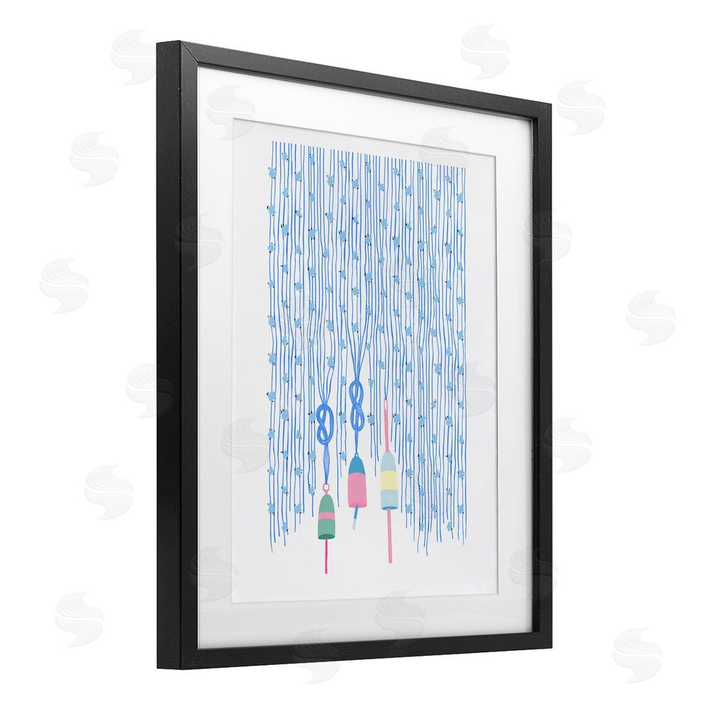 Melissa Tilley Hanging Buoys on Ropes Black Framed Print Under Glass Wall Art