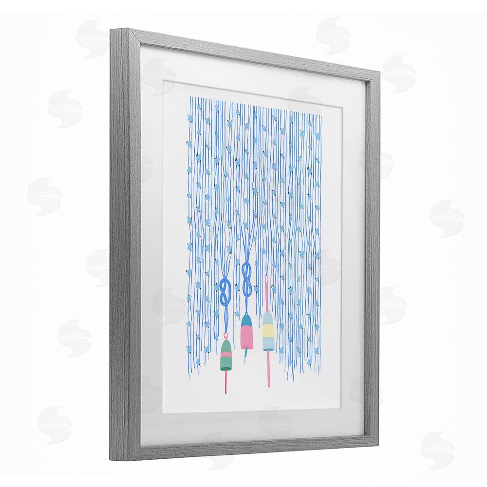 Melissa Tilley Hanging Buoys on Ropes Gray Framed Print Under Glass Wall Art