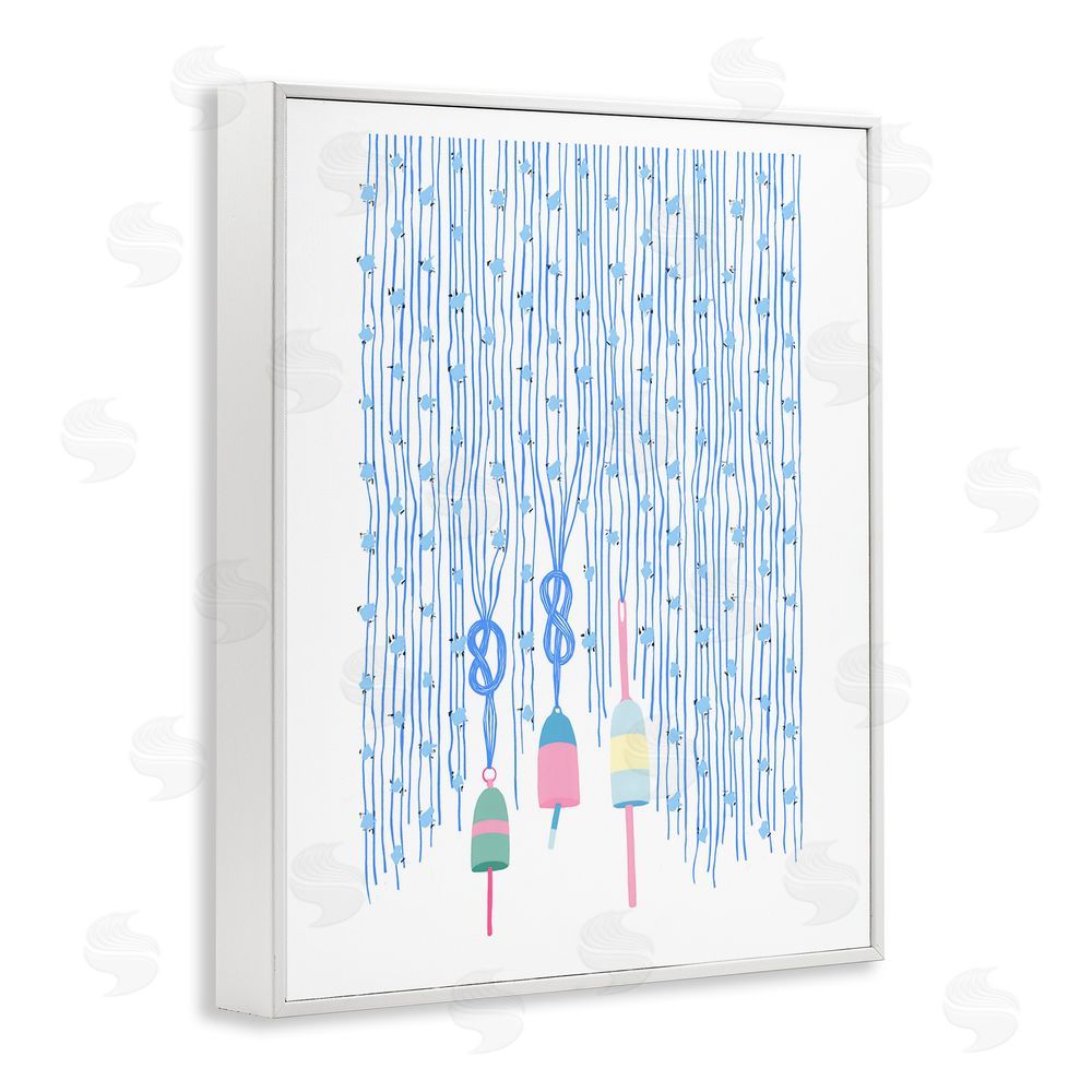 Melissa Tilley Hanging Buoys on Ropes White Framed Giclee Wall Art Print