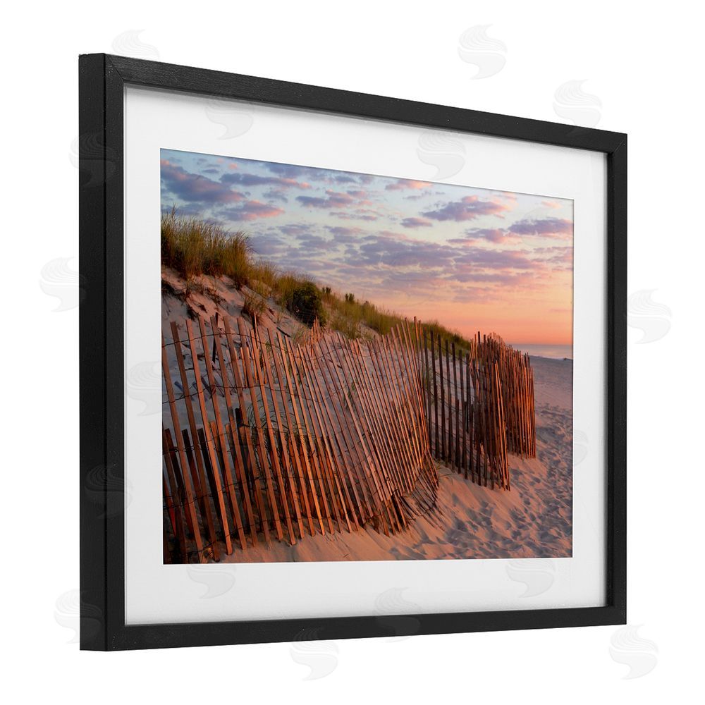 MJ Photography Brick Beach Peachy Sunrise Black Framed Print Under Glass Wall Art