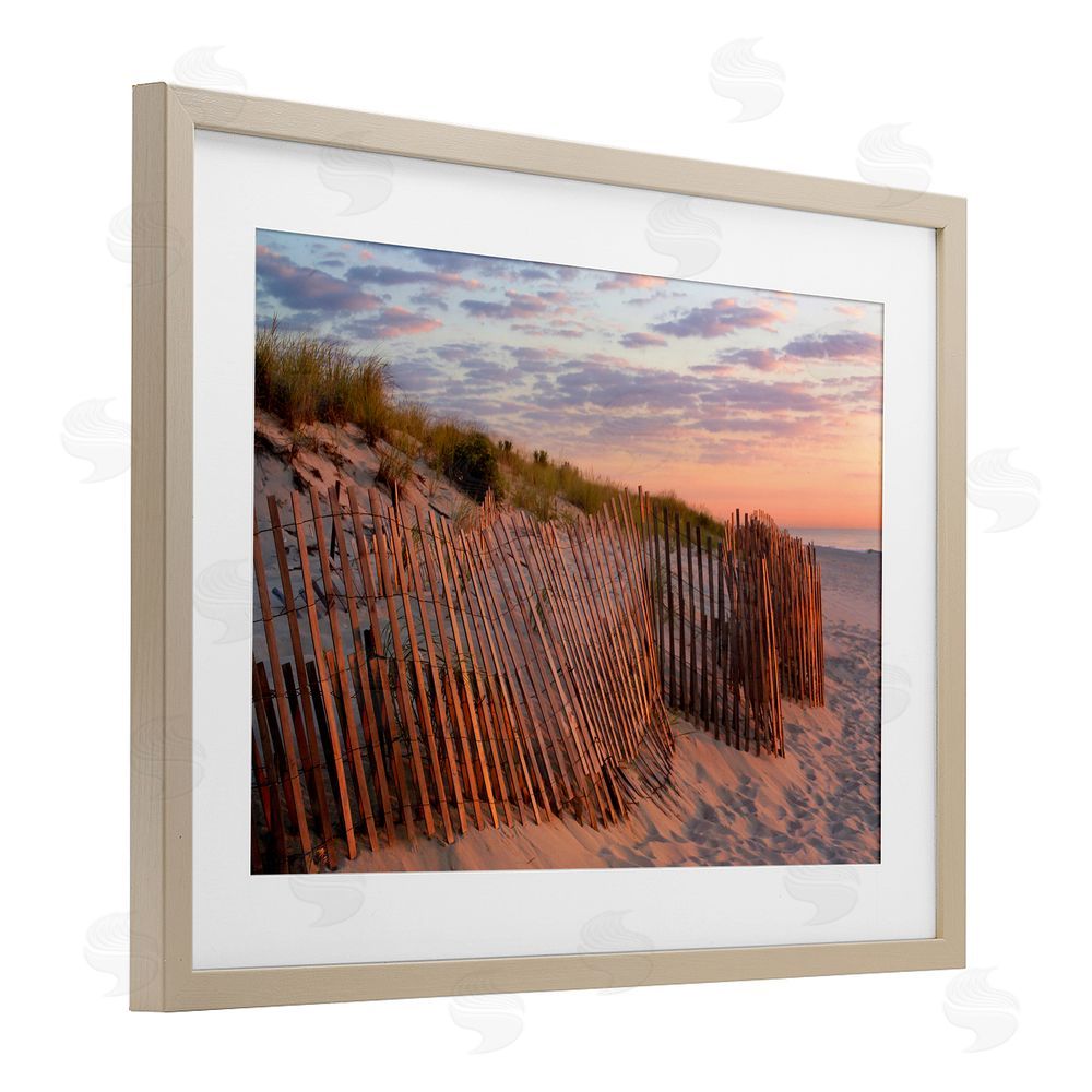 MJ Photography Brick Beach Peachy Sunrise Brown Framed Print Under Glass Wall Art