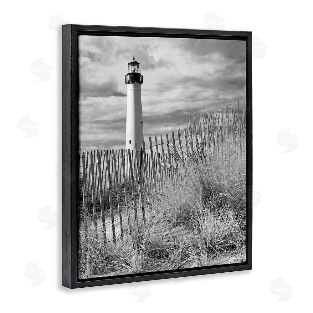 MJ Photography Cape May Lighthouse Amid Dunes Black Floating Frame Canvas Wall Art Print