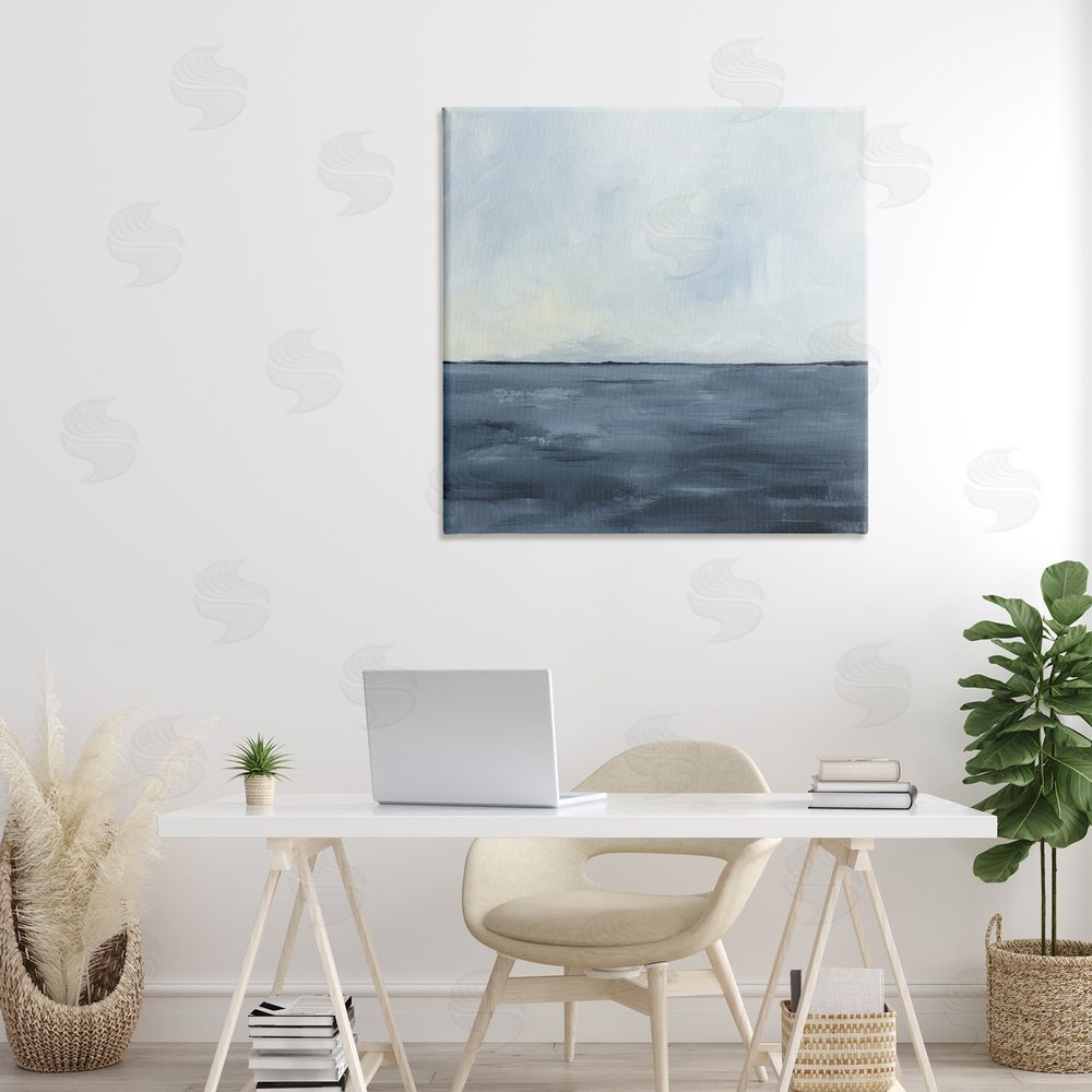 Kristen Dalpiaz Calm Seascape Blue Horizon Stretched Canvas Wall Art in Room