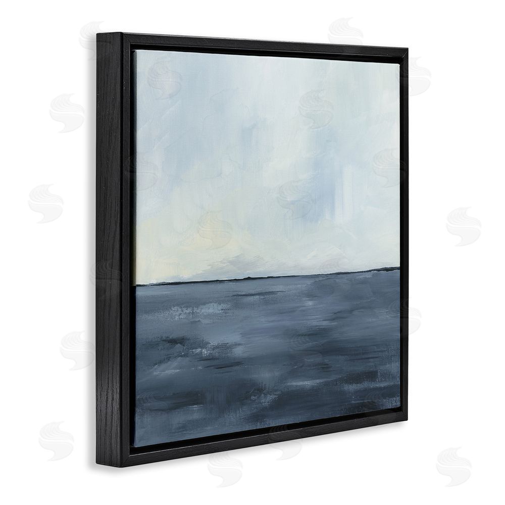 Kristen Dalpiaz Calm Seascape Blue Horizon Black Floating Frame Canvas Wall Art Print