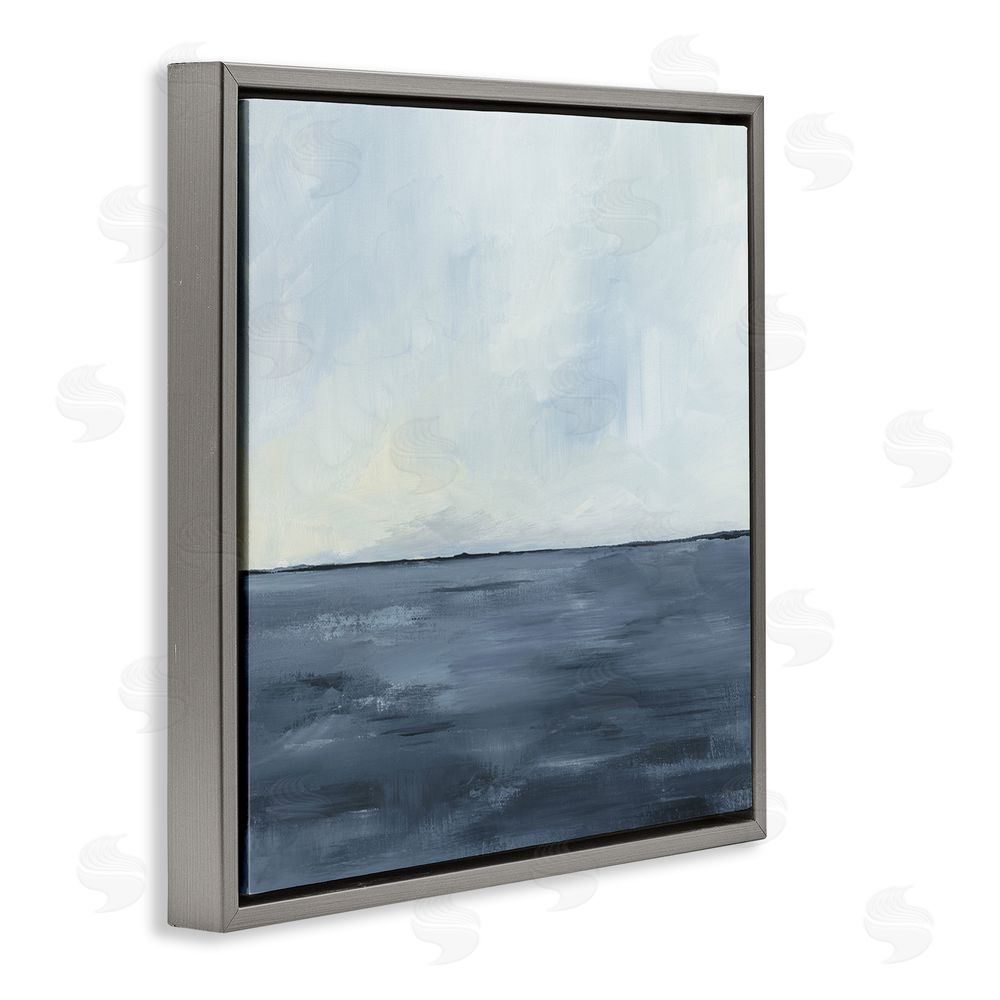 Kristen Dalpiaz Calm Seascape Blue Horizon Gray Floating Frame Canvas Wall Art Print