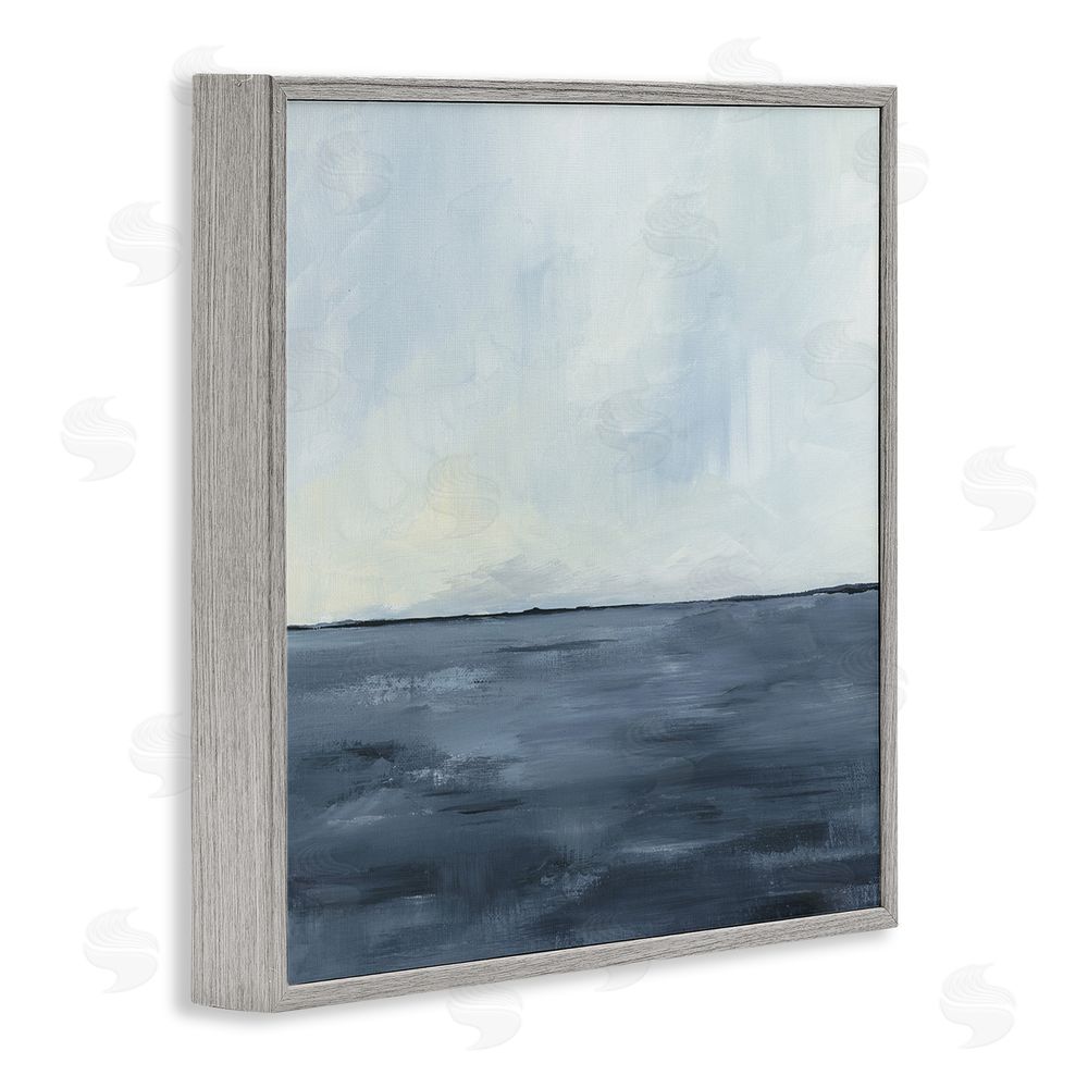 Kristen Dalpiaz Calm Seascape Blue Horizon Gray Framed Giclee Wall Art Print